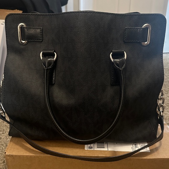 Michael Kors Black Satchel with Silver Accents - Picture 3 of 9